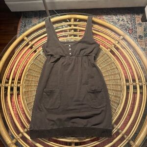 Brown Sleeveless Dress with Pockets